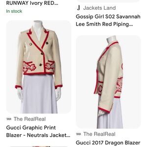 Gucci Ivory and Red Graphic Print Blazer
